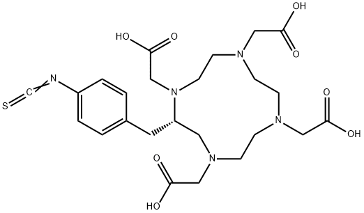 1,4,7,10-Tetraazacyclododecane-1,4,7,10-tetraacetic acid, 2-[(4-isothiocyanatophenyl)methyl]-, (2S)- Struktur