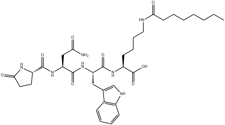 L-Lysine, 5-oxo-L-prolyl-L-asparaginyl-L-tryptophyl-N6-(1-oxooctyl)-|化合物 T35301