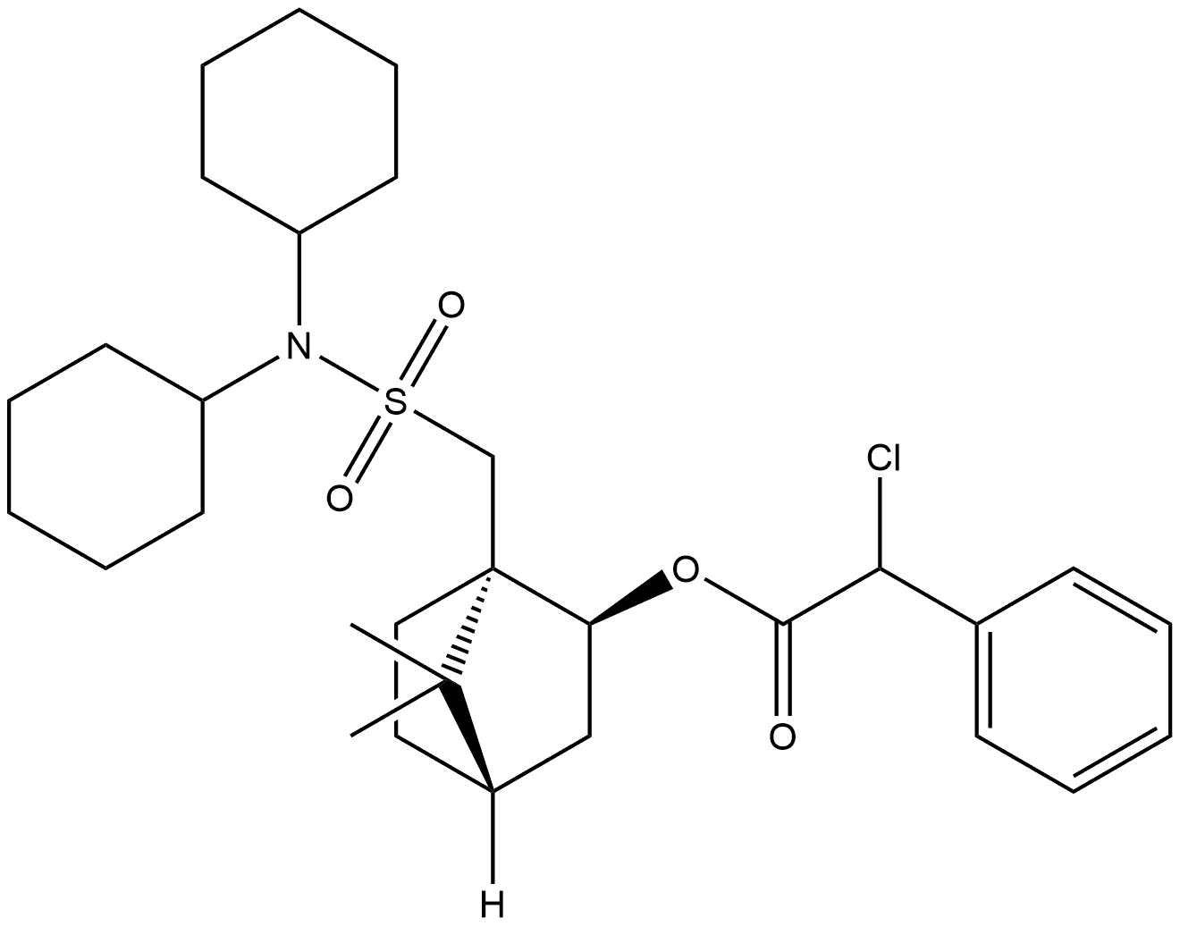 Benzeneacetic acid, α-chloro-, 1-[[(dicyclohexylamino)sulfonyl]methyl]-7,7-dimethylbicyclo[2.2.1]hept-2-yl ester, [1S-[1α,2β(R*),4β]]- (9CI)