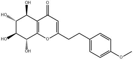 4H-1-Benzopyran-4-one, 5,6,7,8-tetrahydro-5,6,7,8-tetrahydroxy-2-[2-(4-methoxyphenyl)ethyl]-, (5S,6R,7S,8R)- Struktur