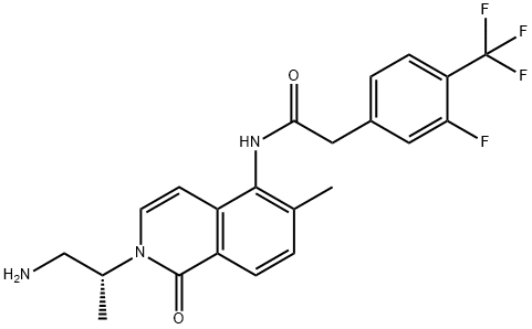 Benzeneacetamide, N-[2-[(1R)-2-amino-1-methylethyl]-1,2-dihydro-6-methyl-1-oxo-5-isoquinolinyl]-3-fluoro-4-(trifluoromethyl)- Struktur