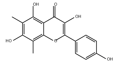 4H-1-Benzopyran-4-one, 3,5,7-trihydroxy-2-(4-hydroxyphenyl)-6,8-dimethyl- Struktur