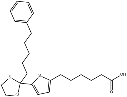 2-Thiophenehexanoic acid, 5-[2-(5-phenylpentyl)-1,3-dithiolan-2-yl]- Struktur