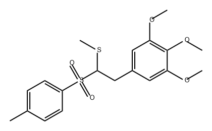 Benzene, 1,2,3-trimethoxy-5-[2-[(4-methylphenyl)sulfonyl]-2-(methylthio)ethyl]- Struktur