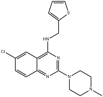 4-Quinazolinamine, 6-chloro-2-(4-methyl-1-piperazinyl)-N-(2-thienylmethyl)- Struktur