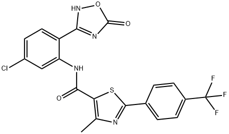 5-Thiazolecarboxamide, N-[5-chloro-2-(2,5-dihydro-5-oxo-1,2,4-oxadiazol-3-yl)phenyl]-4-methyl-2-[4-(trifluoromethyl)phenyl]- Struktur