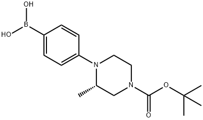 1-(1,1-Dimethylethyl) (3S)-4-(4-boronophenyl)-3-methyl-1-piperazinecarboxylate Struktur