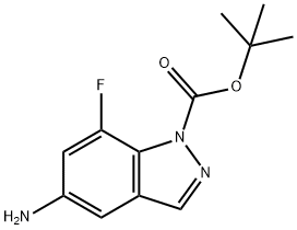 1H-Indazole-1-carboxylic acid, 5-amino-7-fluoro-, 1,1-dimethylethyl ester Struktur