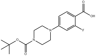 4-[4-(tert-Butoxycarbonyl)piperazin-1-yl]-2-fluorobenzoic acid Struktur