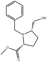 D-Proline, 5-(hydroxymethyl)-1-(phenylmethyl)-, methyl ester, cis- (9CI) Struktur