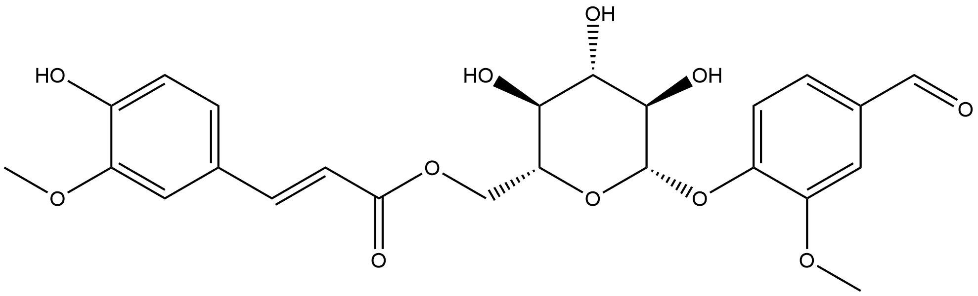 4-[[6-O-[(2E)-3-(4-Hydroxy-3-methoxyphenyl)-1-oxo-2-propen-1-yl]-β-D-glucopyranosyl]oxy]-3-methoxy-benzaldehyde Struktur