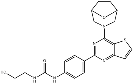 Urea, N-(2-hydroxyethyl)-N'-[4-[4-(8-oxa-3-azabicyclo[3.2.1]oct-3-yl)thieno[3,2-d]pyrimidin-2-yl]phenyl]- Struktur