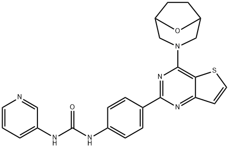 Urea, N-[4-[4-(8-oxa-3-azabicyclo[3.2.1]oct-3-yl)thieno[3,2-d]pyrimidin-2-yl]phenyl]-N'-3-pyridinyl- Struktur