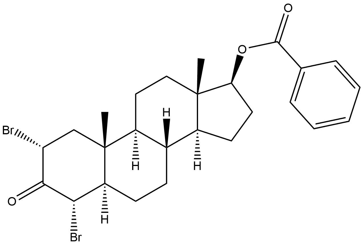 5α-Androstan-3-one, 2α,4α-dibromo-17β-hydroxy-, benzoate (6CI) Struktur