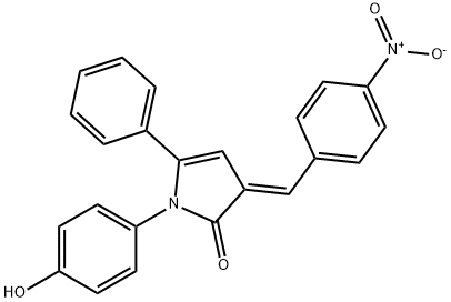 2H-Pyrrol-2-one, 1,3-dihydro-1-(4-hydroxyphenyl)-3-[(4-nitrophenyl)methylene]-5-phenyl-, (3E)- Structure