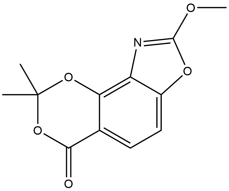 8-Methoxy-2,2-dimethyl-4H-1,3-dioxino[4,5-e]benzoxazol-4-one Struktur