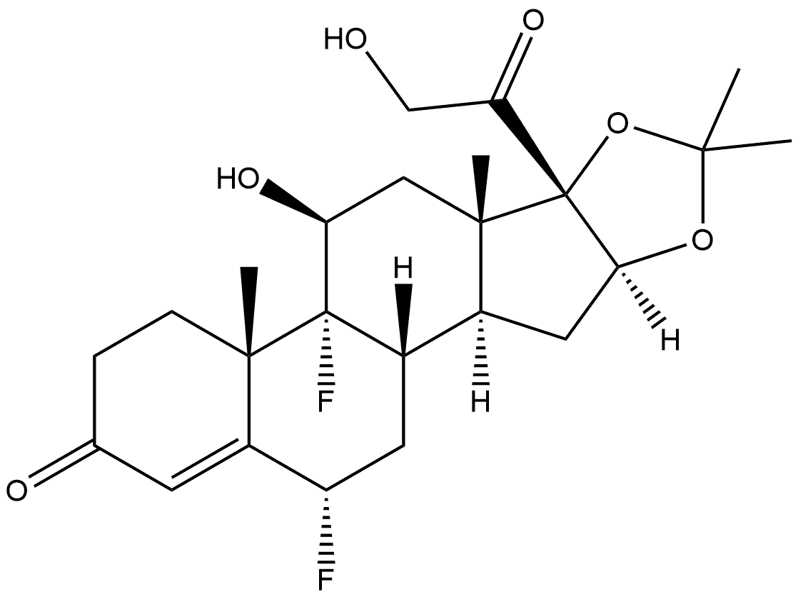 Pregn-4-ene-3,20-dione, 6,9-difluoro-11,21-dihydroxy-16,17-[(1-methylethylidene)bis(oxy)]-, (6α,11β,16α)- (9CI) Struktur