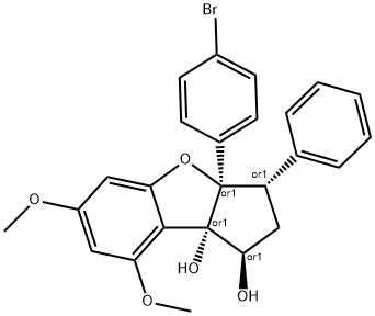 8bH-Cyclopenta[b]benzofuran-1,8b-diol, 3a-(4-bromophenyl)-1,2,3,3a-tetrahydro-6,8-dimethoxy-3-phenyl-, (1R,3S,3aR,8bS)-rel- Struktur