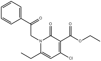 3-Pyridinecarboxylic acid, 4-chloro-6-ethyl-1,2-dihydro-2-oxo-1-(2-oxo-2-phenylethyl)-, ethyl ester Struktur