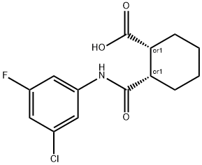 Cyclohexanecarboxylic acid, 2-[[(3-chloro-5-fluorophenyl)amino]carbonyl]-, (1R,2S)-rel- Struktur