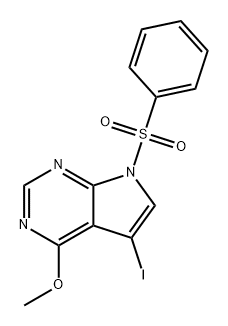 7H-Pyrrolo[2,3-d]pyrimidine, 5-iodo-4-methoxy-7-(phenylsulfonyl)- Struktur