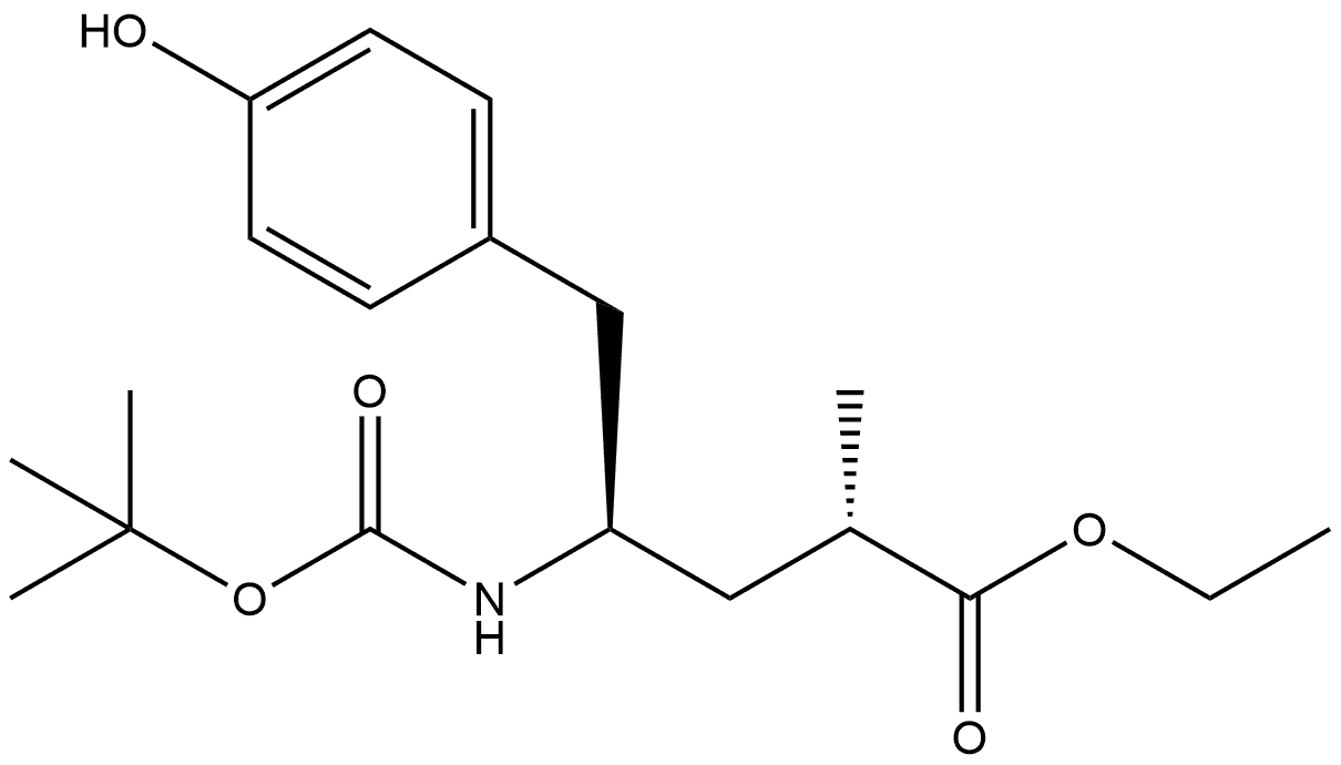 Benzenepentanoic acid, γ-[[(1,1-dimethylethoxy)carbonyl]amino]-4-hydroxy-α-methyl-, ethyl ester, (αS,γR)- Struktur