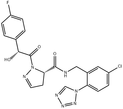 (5S)-N-[[5-Chloro-2-(1H-tetrazol-1-yl)phenyl]methyl]-1-[(2R)-2-(4-fluorophenyl)-2-hydroxyacetyl]-4,5-dihydro-1H-pyrazole-5-carboxamide Struktur