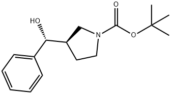 1-Pyrrolidinecarboxylic acid, 3-[(R)-hydroxyphenylmethyl]-, 1,1-dimethylethyl ester, (3R)- Struktur