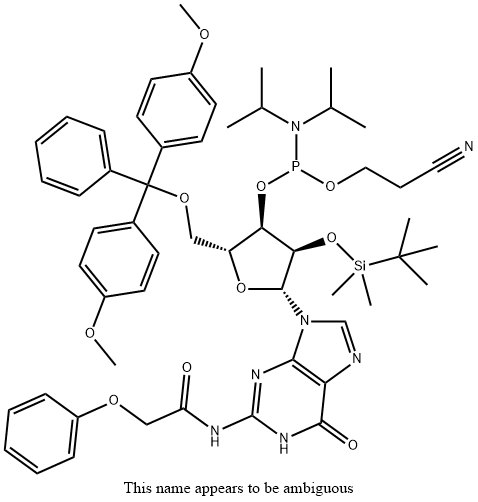 N-blocked-5'-O-DMT-2'-O-Fpmp CED guanosine phosphoramidite Struktur