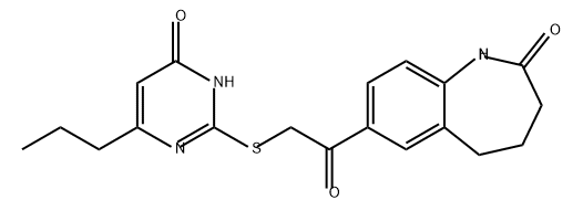 2H-1-Benzazepin-2-one, 7-[2-[(1,6-dihydro-6-oxo-4-propyl-2-pyrimidinyl)thio]acetyl]-1,3,4,5-tetrahydro- Struktur