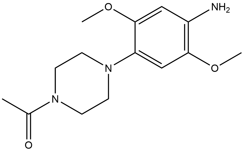 1-[4-(4-Amino-2,5-dimethoxy-phenyl)-piperazin-1-yl]-ethanone Struktur