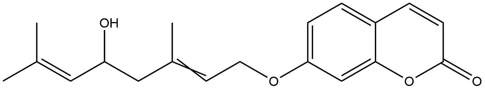 2H-1-Benzopyran-2-one, 7-[(5-hydroxy-3,7-dimethyl-2,6-octadienyl)oxy]-, (-)- Struktur