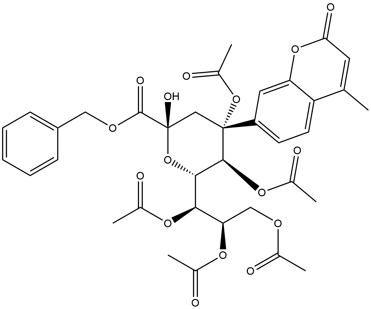 D-glycero-α-D-galacto-2-Nonulopyranosidonic acid, 4-methyl-2-oxo-2H-1-benzopyran-7-yl 3-deoxy-, phenylmethyl ester, pentaacetate (9CI)