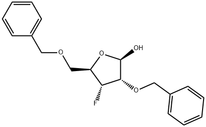 3-Deoxy-3-fluoro-2,5-bis-O-(phenylmethyl)-beta-D-ribofuranose Struktur