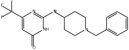 4(3H)-Pyrimidinone, 2-[[1-(phenylmethyl)-4-piperidinyl]amino]-6-(trifluoromethyl)- Struktur