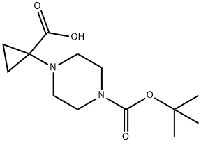 1-Piperazinecarboxylic acid, 4-(1-carboxycyclopropyl)-, 1-(1,1-dimethylethyl) ester Structure