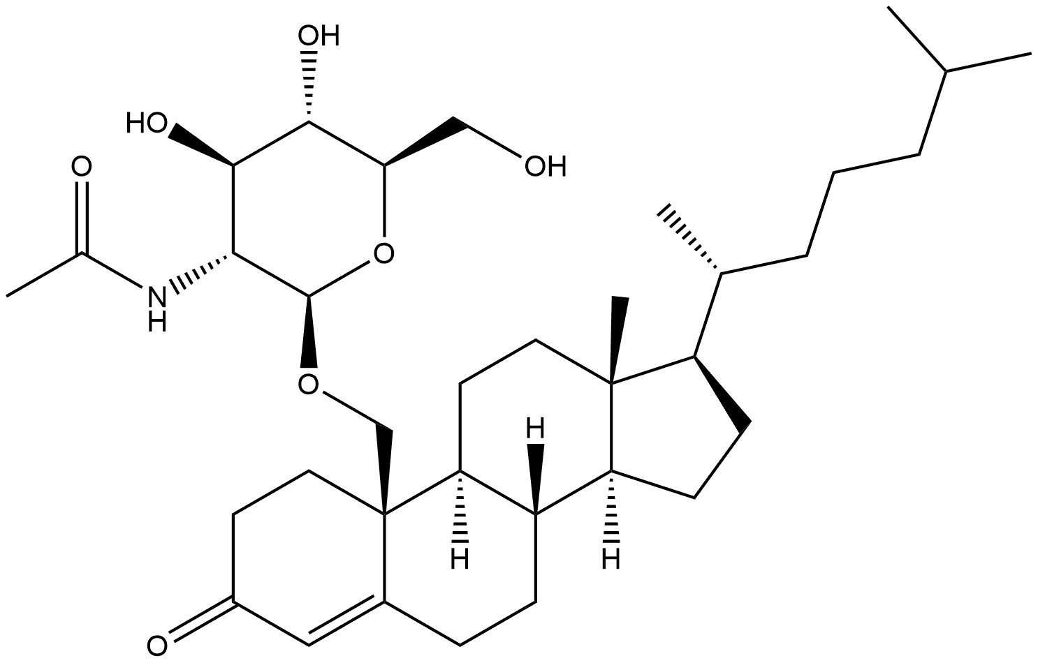 Cholest-4-en-3-one, 19-[[2-(acetylamino)-2-deoxy-β-D-glucopyranosyl]oxy]- Struktur