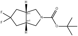 Cyclopenta[c]pyrrole-2(1H)-carboxylic acid, 5,5-difluorohexahydro-, 1,1-dimethylethyl ester, (3aR,6aS)-rel- Struktur