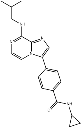 Benzamide, N-cyclopropyl-4-[8-[(2-methylpropyl)amino]imidazo[1,2-a]pyrazin-3-yl]- Struktur