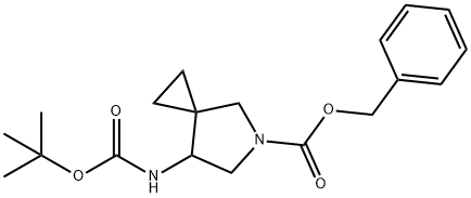 5-Azaspiro[2.4]heptane-5-carboxylic acid, 7-[[(1,1-dimethylethoxy)carbonyl]amino]-, phenylmethyl ester Struktur