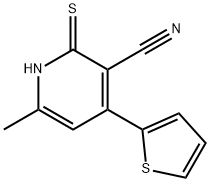 6-methyl-2-sulfanylidene-4-thiophen-2-yl-1H-pyridine-3-carbonitrile Struktur