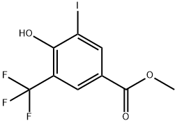 Benzoic acid, 4-hydroxy-3-iodo-5-(trifluoromethyl)-, methyl ester Struktur