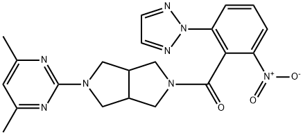 Methanone, [5-(4,6-dimethyl-2-pyrimidinyl)hexahydropyrrolo[3,4-c]pyrrol-2(1H)-yl][2-nitro-6-(2H-1,2,3-triazol-2-yl)phenyl]- Struktur