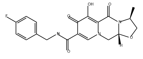 Oxazolo[3,2-a]pyrido[1,2-d]pyrazine-8-carboxamide, N-[(4-fluorophenyl)methyl]-2,3,5,7,11,11a-hexahydro-6-hydroxy-3-methyl-5,7-dioxo-, (3S,11aR)- Struktur