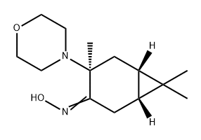 Bicyclo[4.1.0]heptan-3-one, 4,7,7-trimethyl-4-(4-morpholinyl)-, oxime, (1R,4S,6S)- Struktur