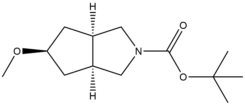 Cyclopenta[c]pyrrole-2(1H)-carboxylic acid, hexahydro-5-methoxy-, 1,1-dimethylethyl ester, (3aα,5β,6aα)- Struktur