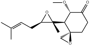 1-Oxaspiro[2.5]octan-6-one, 5-methoxy-4-[(2R,3R)-2-methyl-3-(3-methyl-2-buten-1-yl)-2-oxiranyl]-, (3R,4S,5S)- Struktur