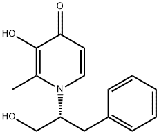 4(1H)-Pyridinone, 3-hydroxy-1-[(1R)-1-(hydroxymethyl)-2-phenylethyl]-2-methyl- Struktur