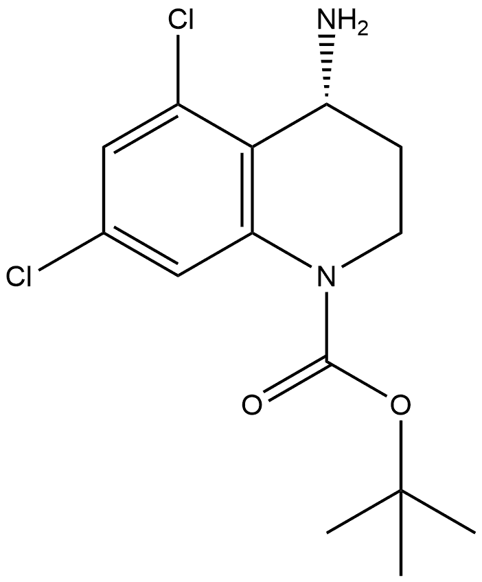 Tert-butyl (R)-4-amino-5,7-dichloro-3,4-dihydroquinoline-1(2H)-carboxylate Struktur