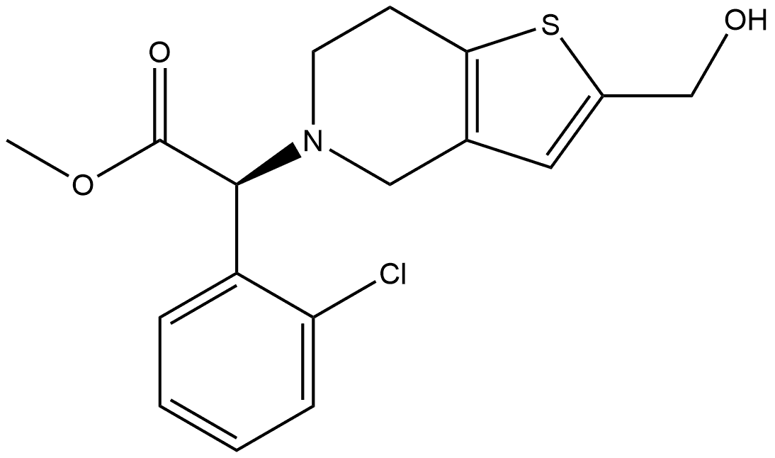 (S)-methyl 2-(2-chlorophenyl)-2-(2-(hydroxymethyl)-6,7- dihydrothieno[3,2-c]pyridin-5(4H)-yl)acetate Struktur